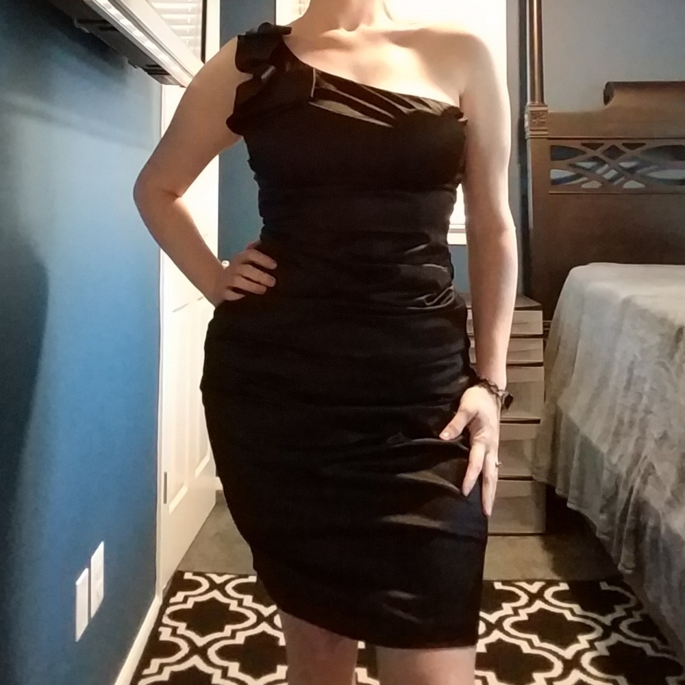 One Shoulder Black Dress